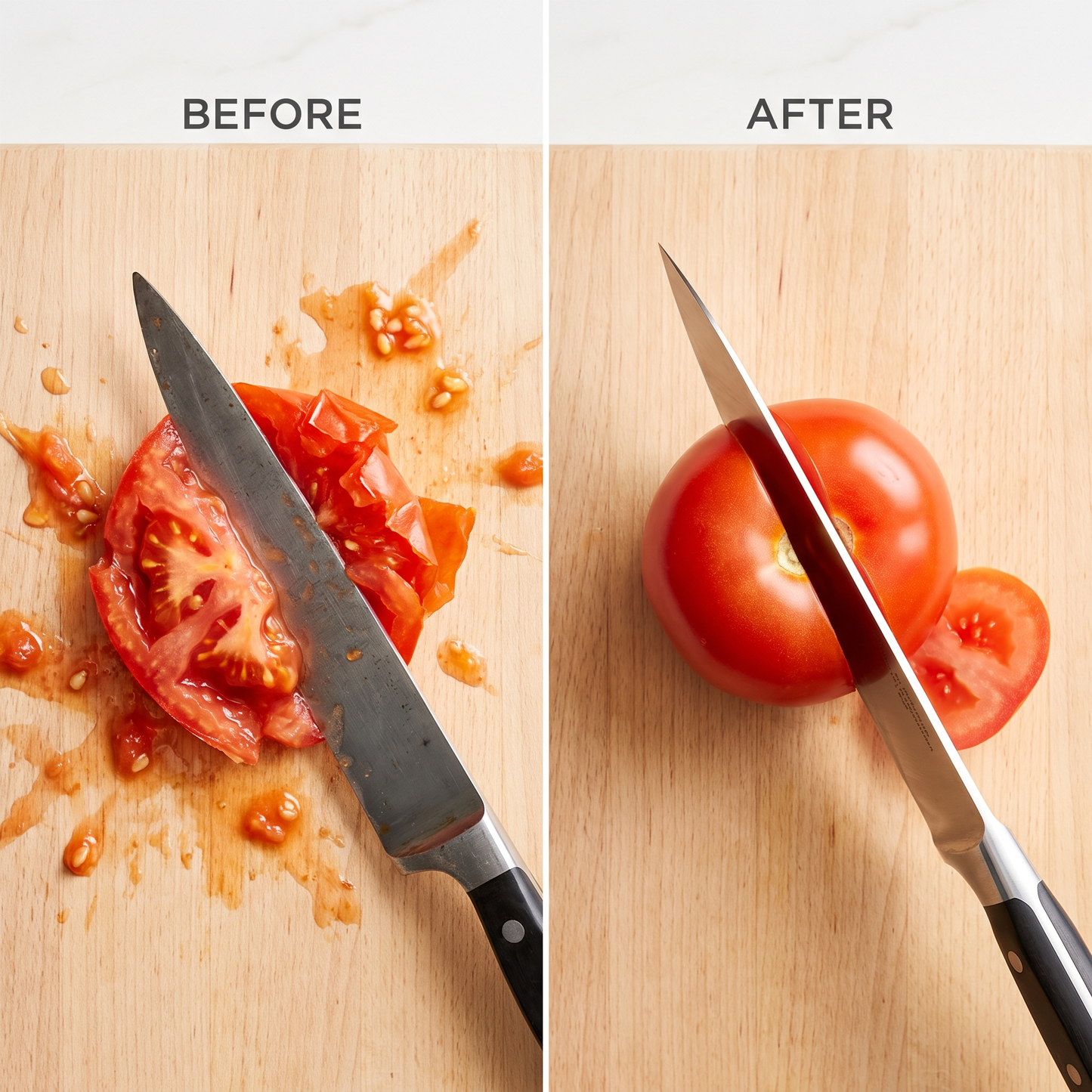 Edge before and after sharpening