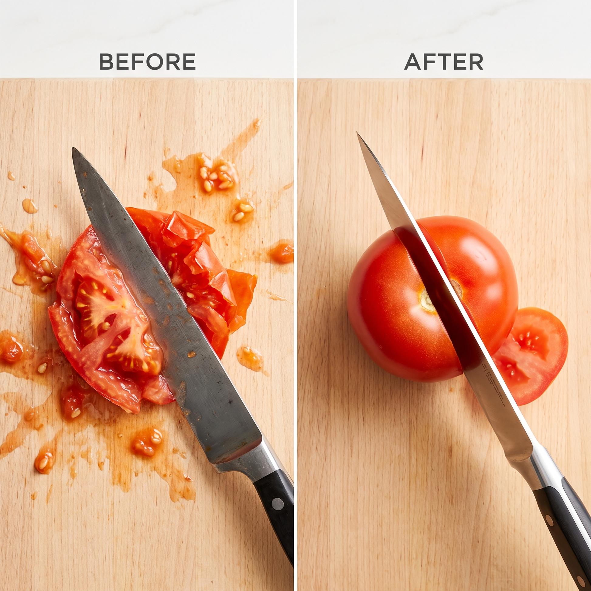 Edge before and after sharpening